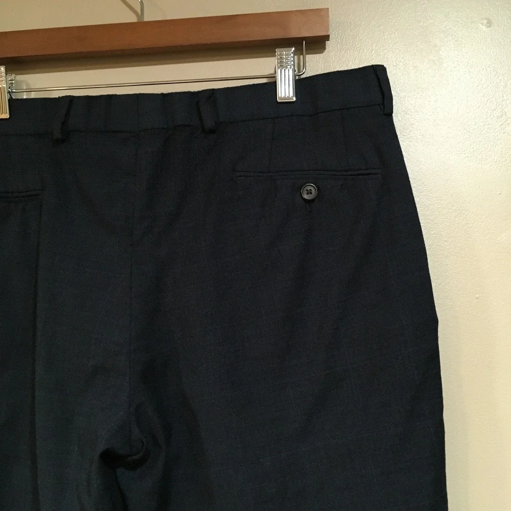 Ralph Lauren 100% Wool Dress Pants Mens 34x30 Navy Glen Plaid Classic Work